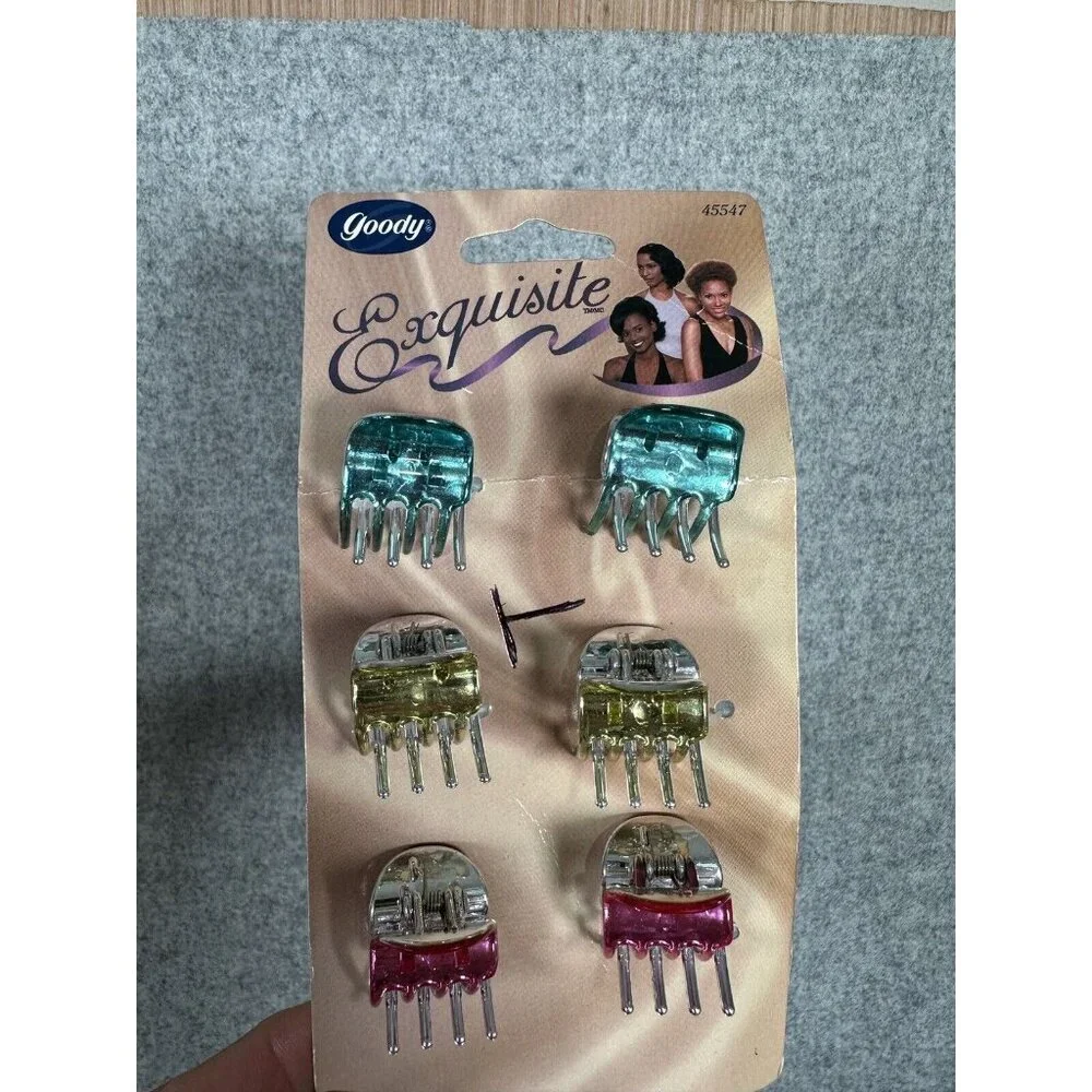 Vintage 1999 Goody Small‎ Claw Hair Clips Exquisite Blue Pink Gold Y2K New
